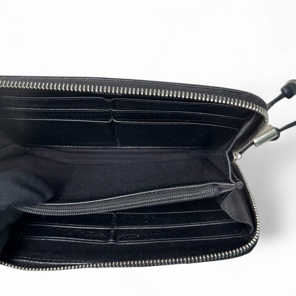 Jimmy Choo Long Black Leather Zippered Wallet, Silver Star Studs w/ Box - USED - Picture 9 of 15